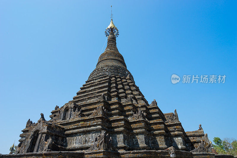 缅甸若开邦Mrauk U古城的萨迦曼昂古塔地标